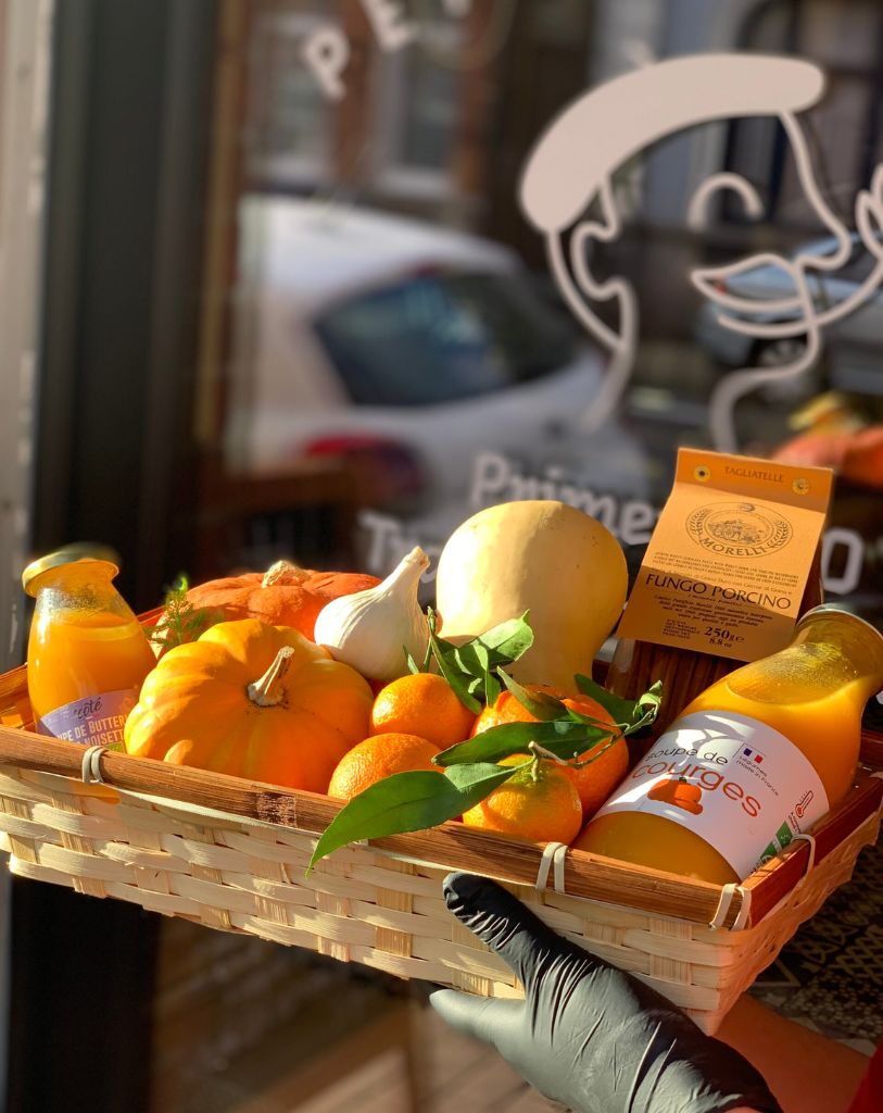 Panier de fruit & épicerie Petit Fermier Lille Orange, potimarron , potiron, jus orange frais local bio